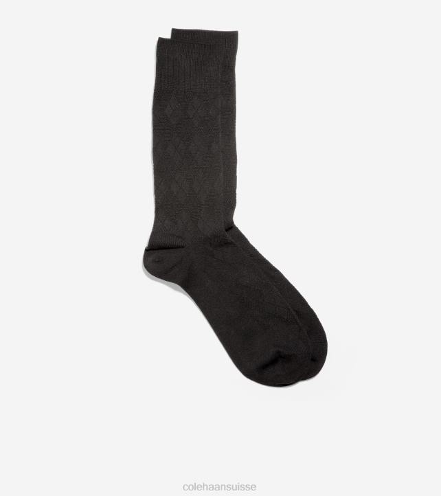 Cole Haan chaussettes mi-mollet à losanges ton sur ton Hommes PJ6N607 noir accessoires