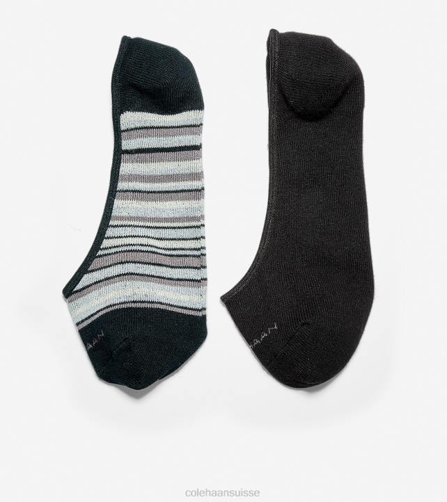 Cole Haan doublure de chaussette invisible à rayures urbaines - paquet de 2 Hommes PJ6N613 noir accessoires