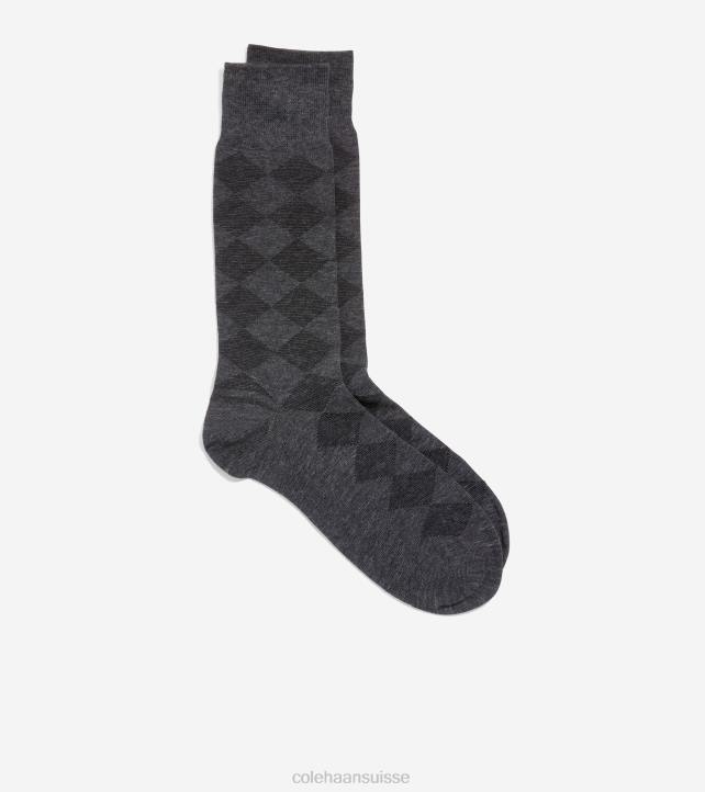 Cole Haan robe torsadée à carreaux chaussettes mi-mollet Hommes PJ6N614 bruyère pluie noire accessoires