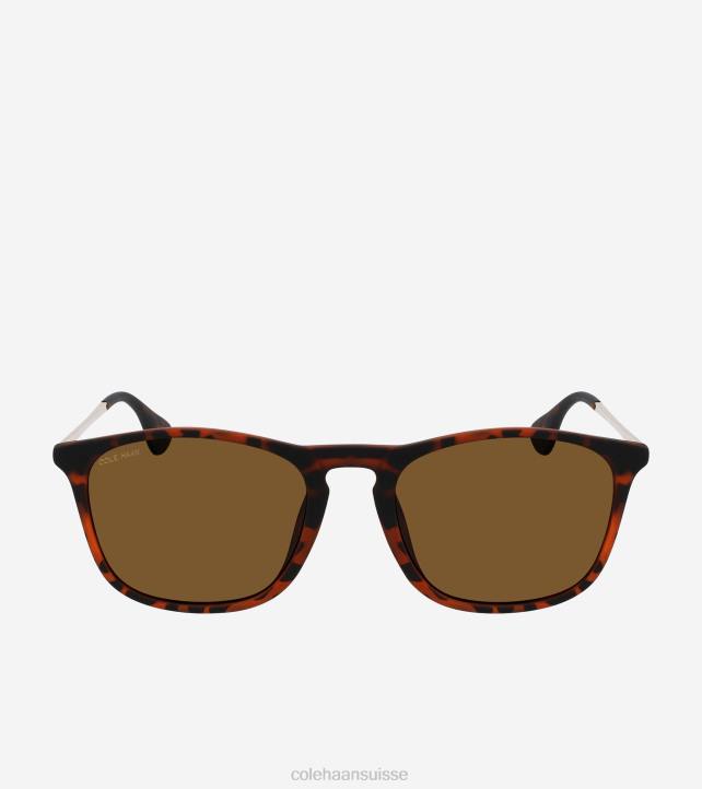 Cole Haan lunettes de soleil carrées rétro Hommes PJ6N583 imprimé tortue accessoires