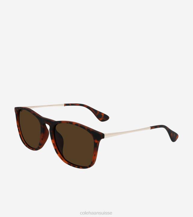 Cole Haan lunettes de soleil carrées rétro Hommes PJ6N583 imprimé tortue accessoires