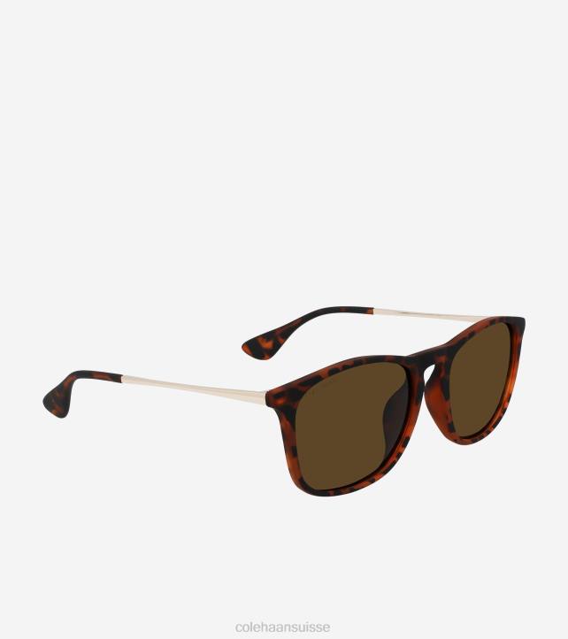 Cole Haan lunettes de soleil carrées rétro Hommes PJ6N583 imprimé tortue accessoires