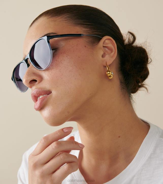 Cole Haan lunettes de soleil ovales rétro Hommes PJ6N533 noir accessoires