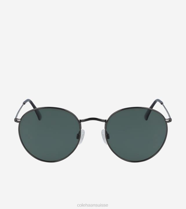 Cole Haan lunettes de soleil rondes classiques en métal Hommes PJ6N585 fumée de bronze accessoires