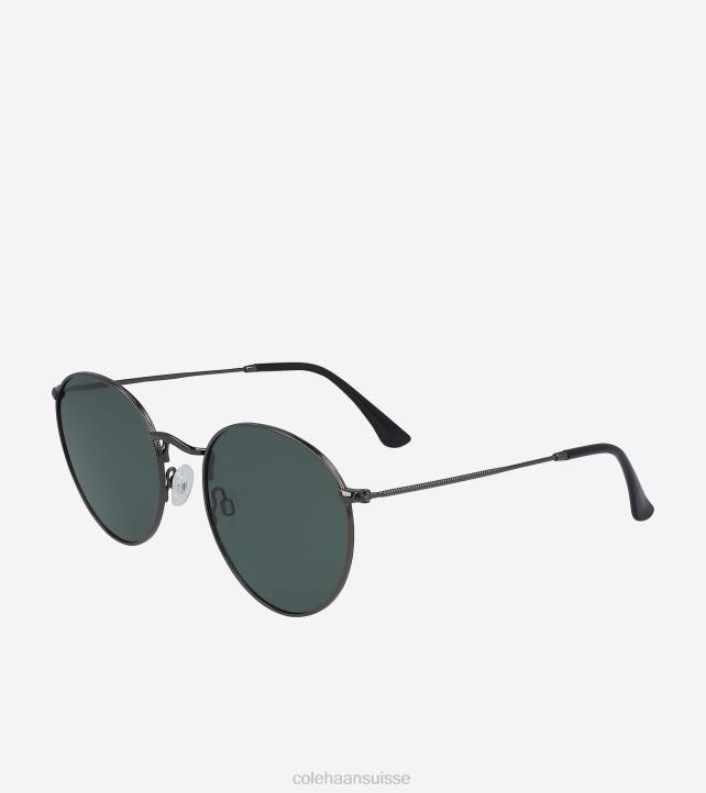 Cole Haan lunettes de soleil rondes classiques en métal Hommes PJ6N585 fumée de bronze accessoires