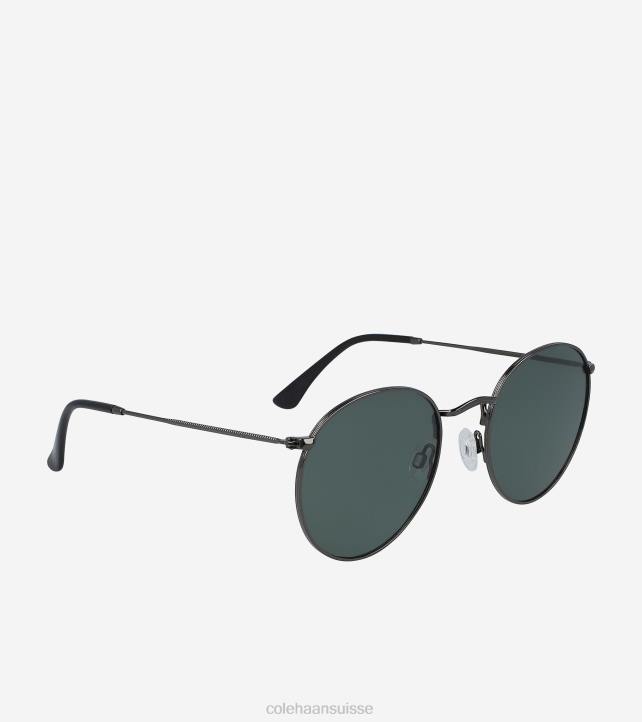 Cole Haan lunettes de soleil rondes classiques en métal Hommes PJ6N585 fumée de bronze accessoires