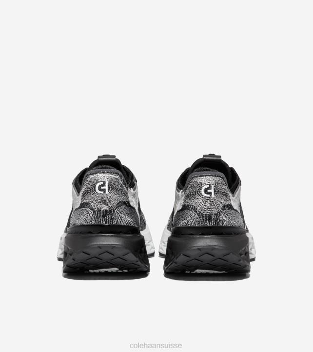 Cole Haan Chaussure de course à point brodé 5.zerogrand Hommes PJ6N462 noir-gris à fines rayures-blanc optique chaussure