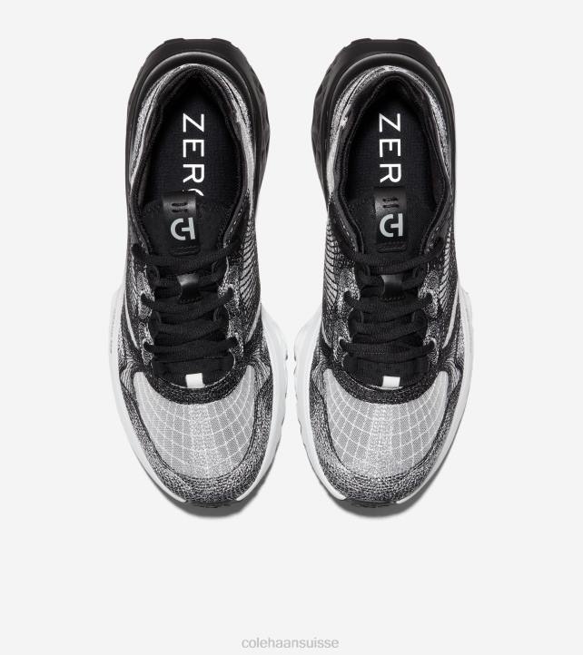 Cole Haan Chaussure de course à point brodé 5.zerogrand Hommes PJ6N462 noir-gris à fines rayures-blanc optique chaussure