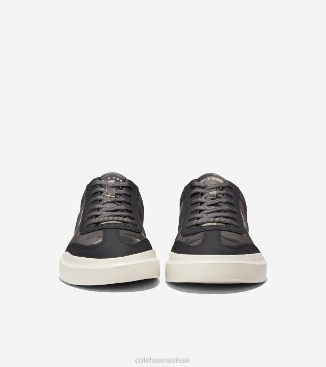 Cole Haan baskets à bout en T en toile rallye grandpro Hommes PJ6N347 camouflage trottoir noir-foncé chaussure