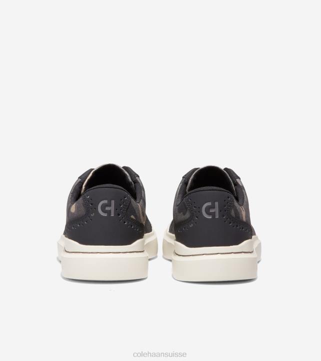 Cole Haan baskets à bout en T en toile rallye grandpro Hommes PJ6N347 camouflage trottoir noir-foncé chaussure
