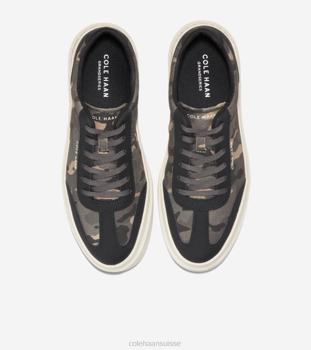 Cole Haan baskets à bout en T en toile rallye grandpro Hommes PJ6N347 camouflage trottoir noir-foncé chaussure