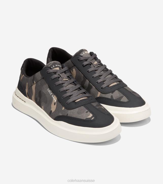 Cole Haan baskets à bout en T en toile rallye grandpro Hommes PJ6N347 camouflage trottoir noir-foncé chaussure