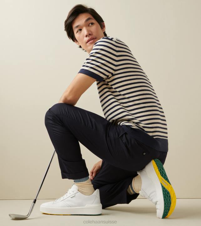 Cole Haan chaussure de golf grandpro crew Hommes PJ6N405 cuir blanc-aventurine chaussure