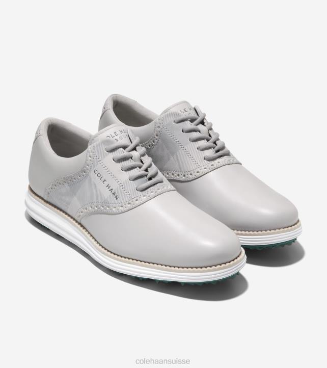 Cole Haan chaussure de golf originale à grande selle Hommes PJ6N471 microchip-sleet-optic white-trekking green chaussure