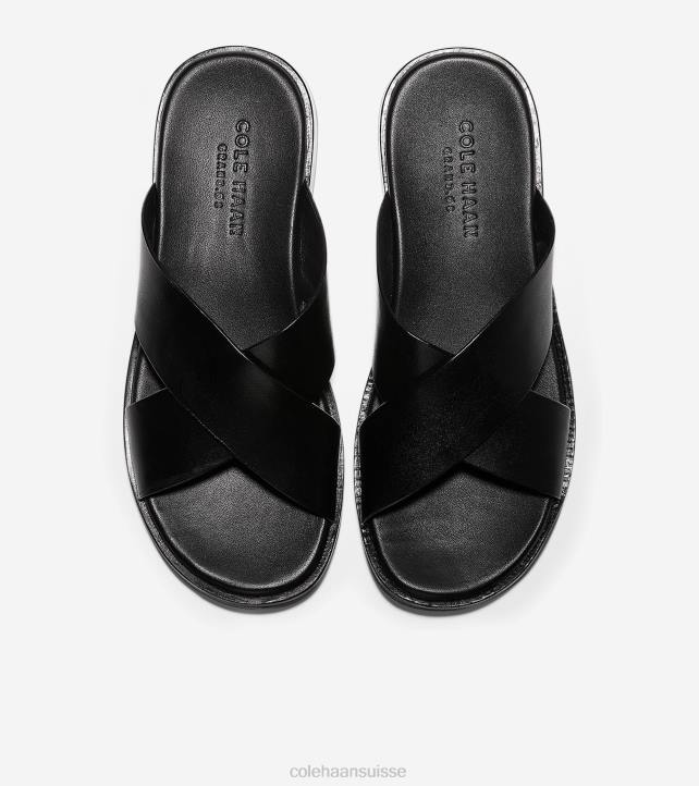 Cole Haan sandale entrecroisée goldwyn 2.0 Hommes PJ6N341 noir lisse chaussure