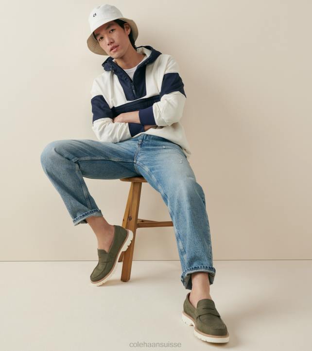 Cole Haan mocassins penny classiques américains Hommes PJ6N374 aigrette feuille de thé chaussure