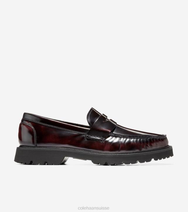 Cole Haan mocassins penny classiques américains Hommes PJ6N376 profond bordeaux-noir chaussure