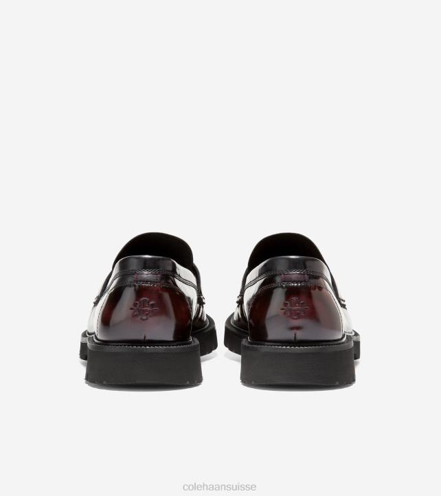 Cole Haan mocassins penny classiques américains Hommes PJ6N376 profond bordeaux-noir chaussure