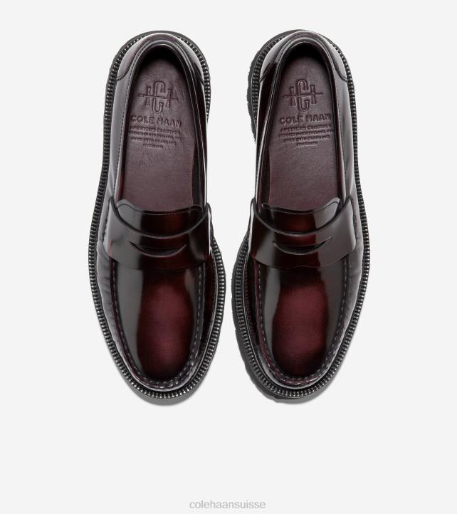 Cole Haan mocassins penny classiques américains Hommes PJ6N376 profond bordeaux-noir chaussure