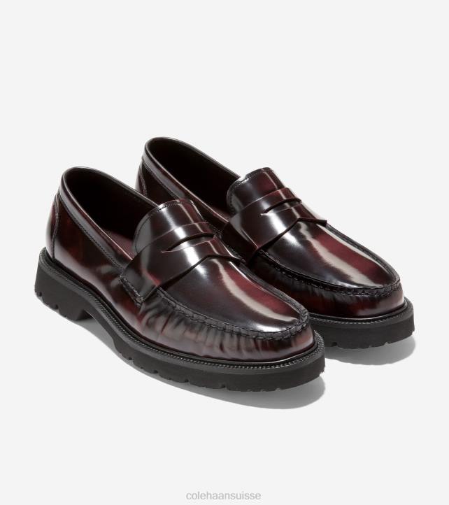 Cole Haan mocassins penny classiques américains Hommes PJ6N376 profond bordeaux-noir chaussure