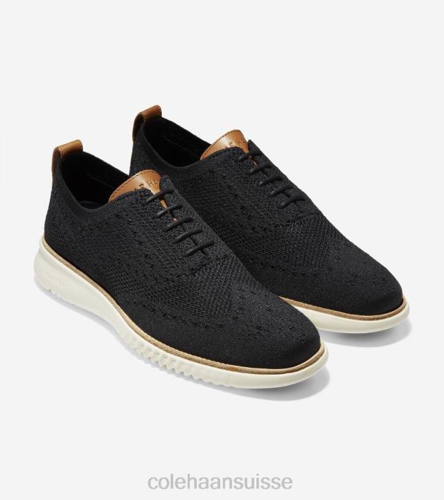 Cole Haan 2.zerogrand bout d'aile oxford Hommes PJ6N275 noir stitchlite-ivoire chaussure