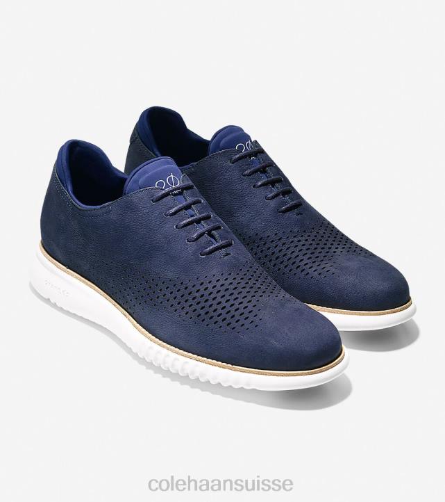 Cole Haan 2.zerogrand laser bout d'aile oxford Hommes PJ6N271 nubuck bleu marine chaussure