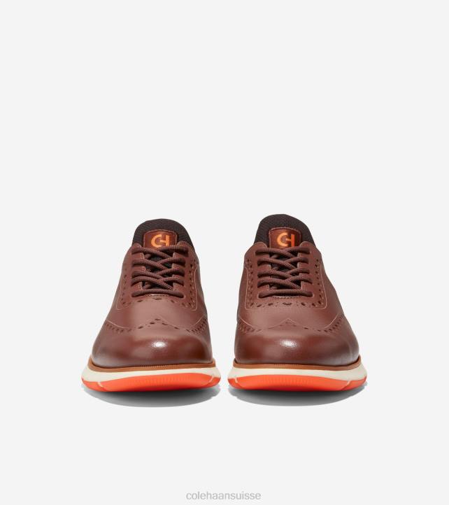 Cole Haan 4.zerogrand bout d'aile oxford Hommes PJ6N370 woodbury-chocolat-orange écarlate chaussure