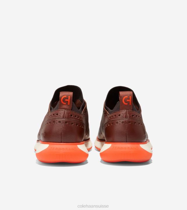 Cole Haan 4.zerogrand bout d'aile oxford Hommes PJ6N370 woodbury-chocolat-orange écarlate chaussure