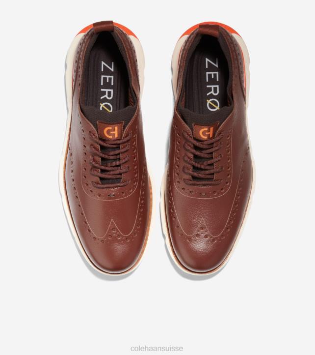 Cole Haan 4.zerogrand bout d'aile oxford Hommes PJ6N370 woodbury-chocolat-orange écarlate chaussure