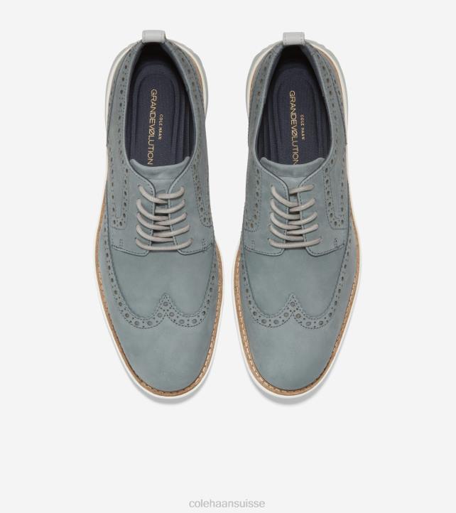 Cole Haan grande évolution oxford à ailes courtes Hommes PJ6N457 temps orageux-ivoire chaussure