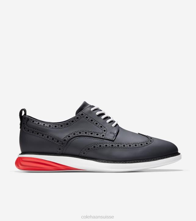 Cole Haan grande évolution oxford à ailes courtes Hommes PJ6N458 encre indigo-optique flamme blanche chaussure