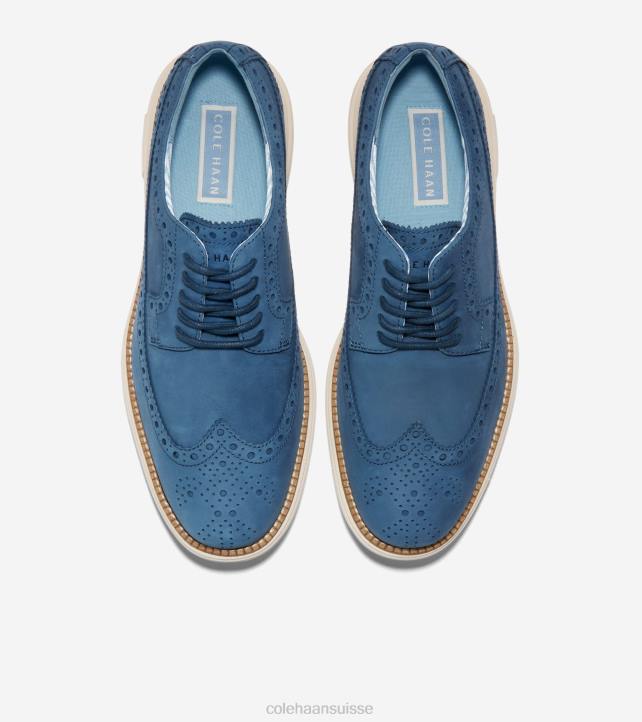 Cole Haan originalgrand remasterisé longwing oxford Hommes PJ6N324 enseigne bleu-ivoire chaussure