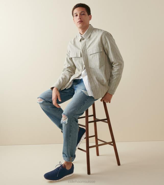 Cole Haan oxford à bout d'aile zerogrand Hommes PJ6N428 bleu marine stitchlite-ivoire chaussure