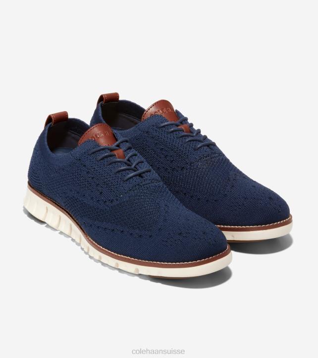 Cole Haan oxford à bout d'aile zerogrand Hommes PJ6N428 bleu marine stitchlite-ivoire chaussure