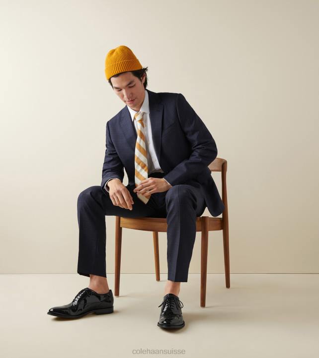 Cole Haan oxford à bout droit modern classics Hommes PJ6N402 vernis noir chaussure